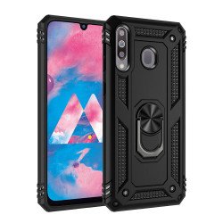 Samsung Galaxy A10S Tech Armor Ring Grip Case with Metal Plate (Black)